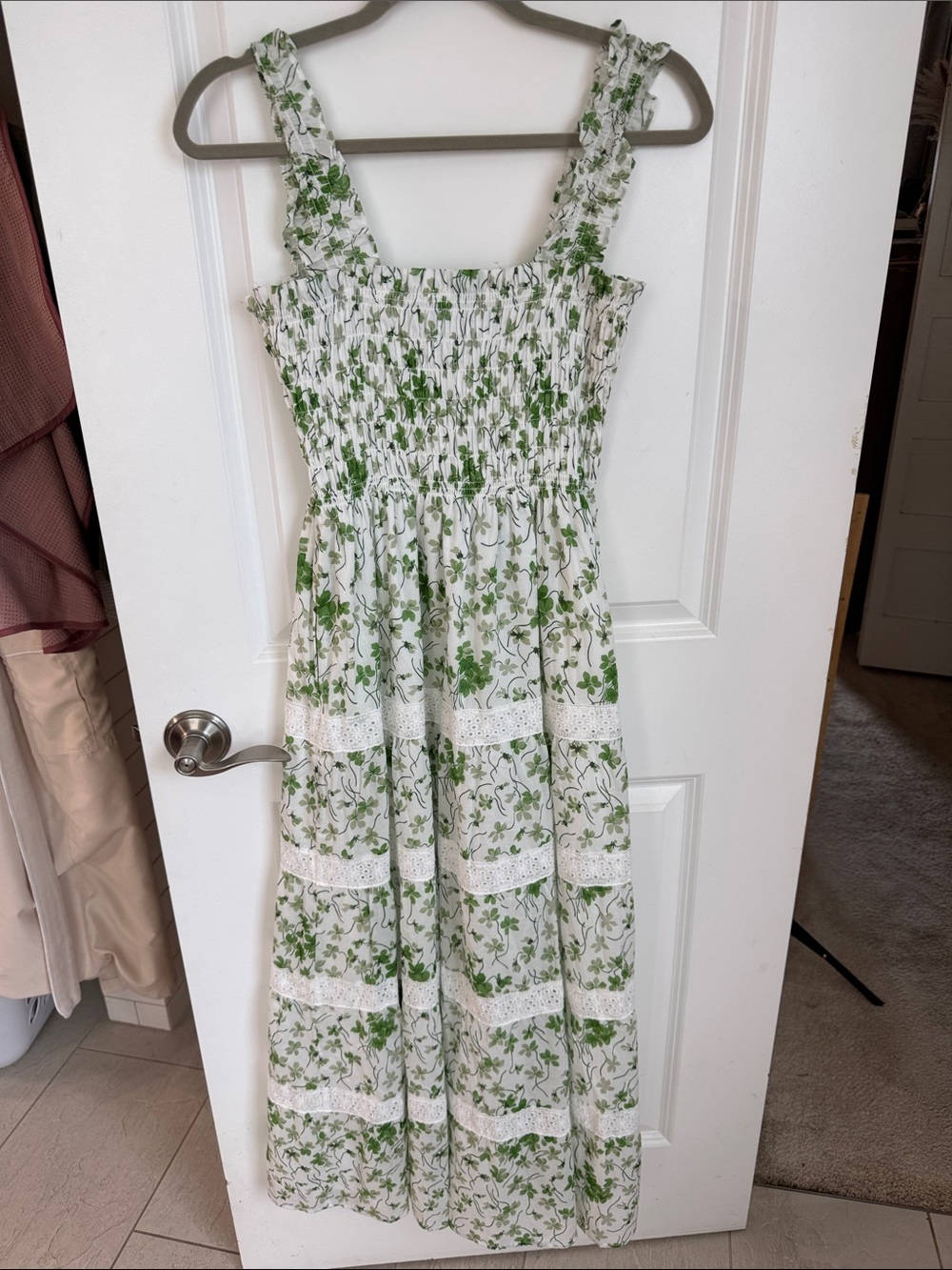 Hill House Nap Dress Green and White Floral Smocked Maxi - Picture 5 of 6